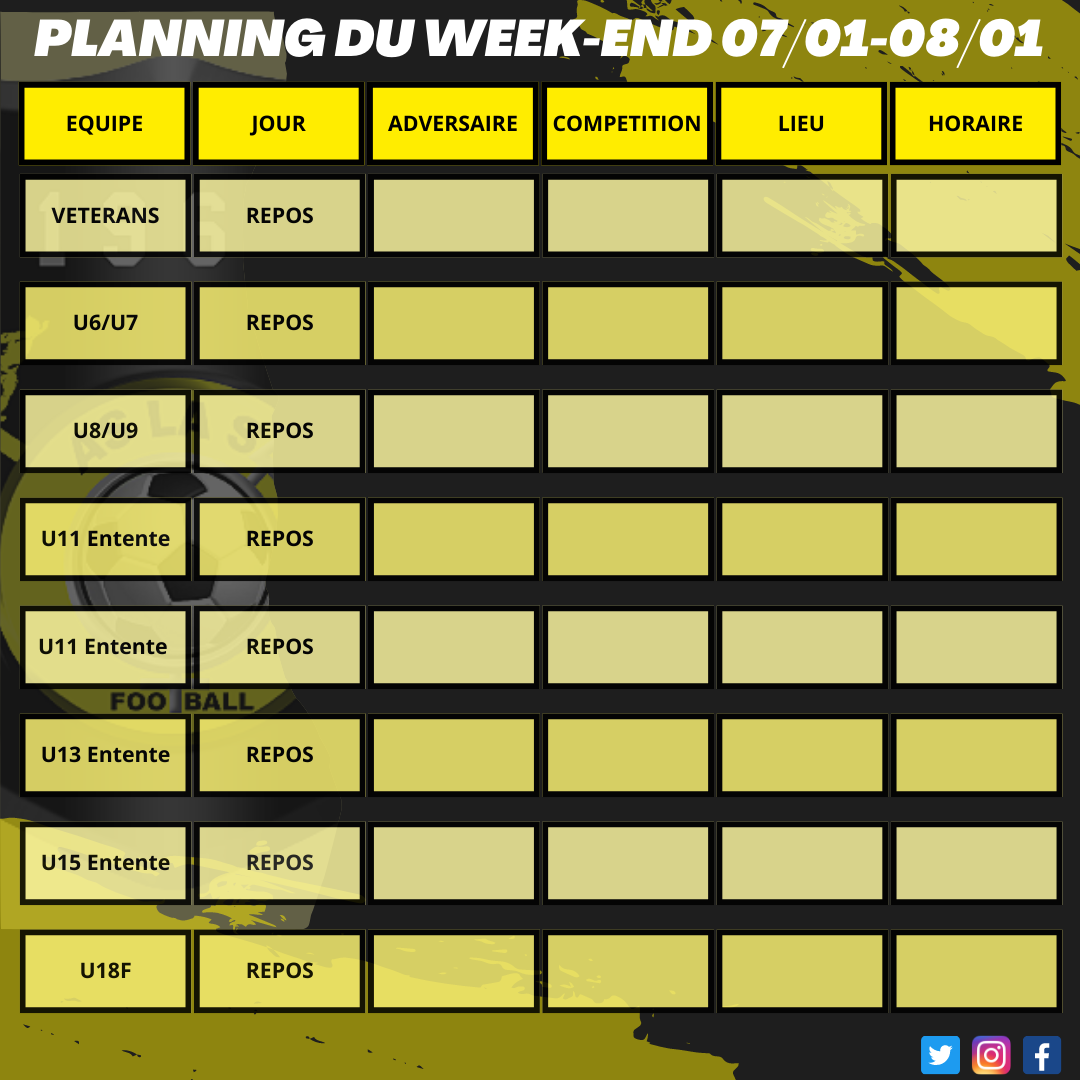 𝗣𝗹𝗮𝗻𝗻𝗶𝗻𝗴 𝗱𝘂 𝗪𝗲𝗲𝗸-𝗲𝗻𝗱 𝟬𝟳/𝟬𝟭-𝟬𝟴/𝟬𝟭