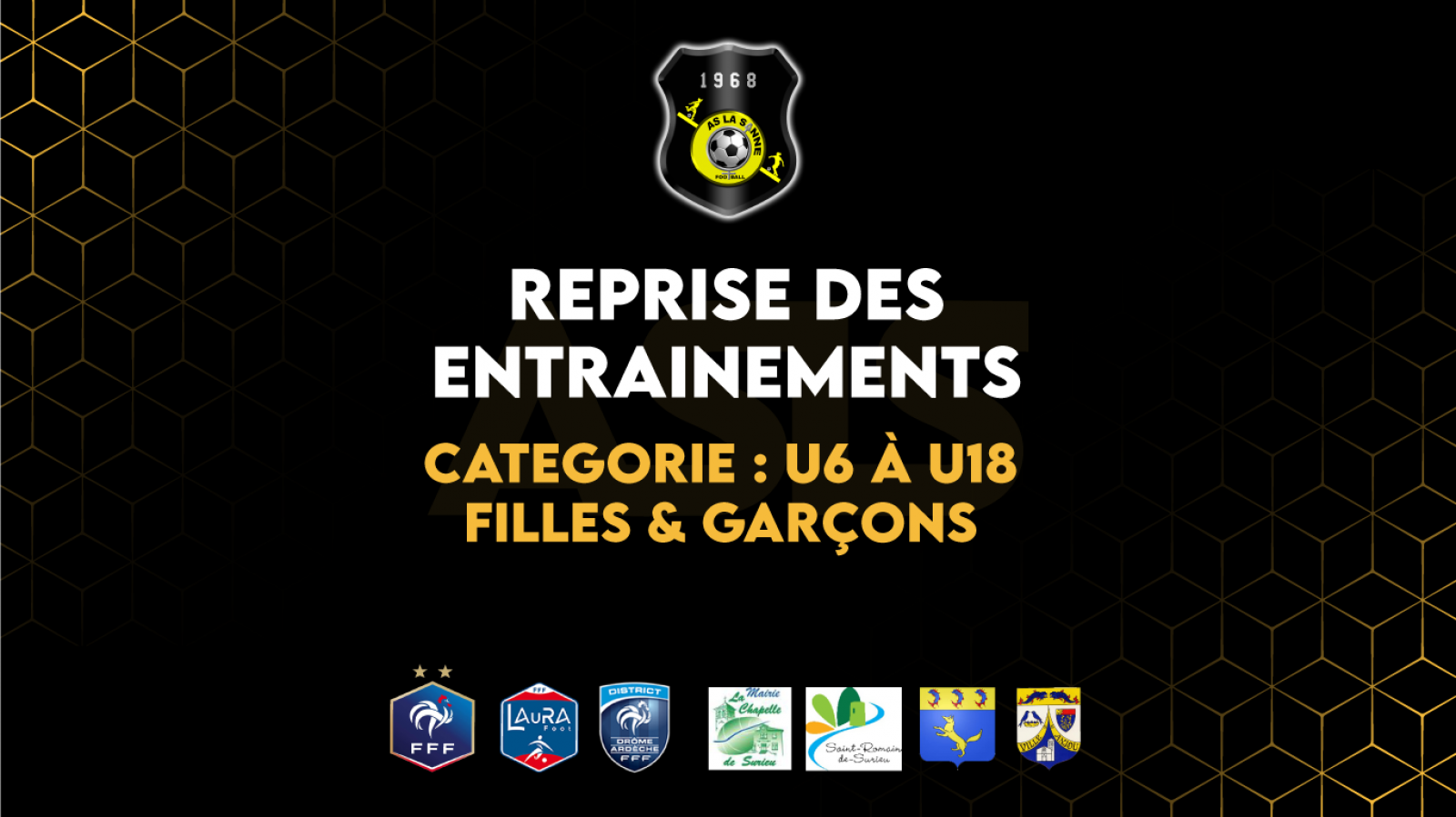 Reprise des entrainements - Catégories: U6 à U18 | Filles et Garçon
